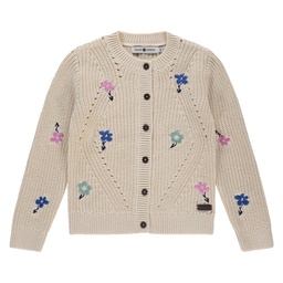 STAINS &amp; STORIES - Gilet en tricot beige avec fleurs - Fille