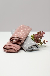 Kadolis - Set de 3 tétras en coton bio - Etoiles - 60x60 cm - Rose