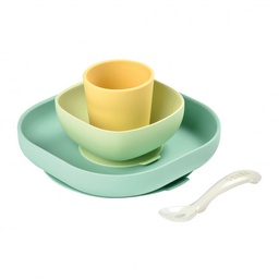 Béaba - Coffret repas en silicone - Vert/Jaune