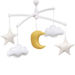 Pouce et Lina - Mobile lune et étoiles - petits pois gold