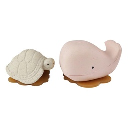 Hevea Planet - Set de 2 jouets de bain - Baleine et tortue - Rose / Ecru
