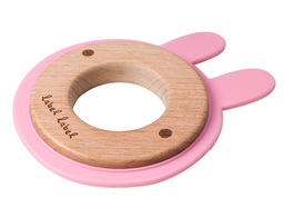 Label Label - Anneau de dentition - Bois et silicone - rose