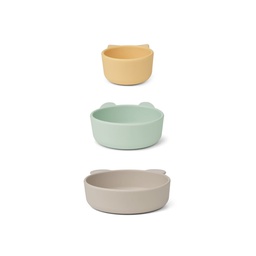 LIEWOOD - Lot de 3 bols en silicone - Dusty Mint Multi Mix