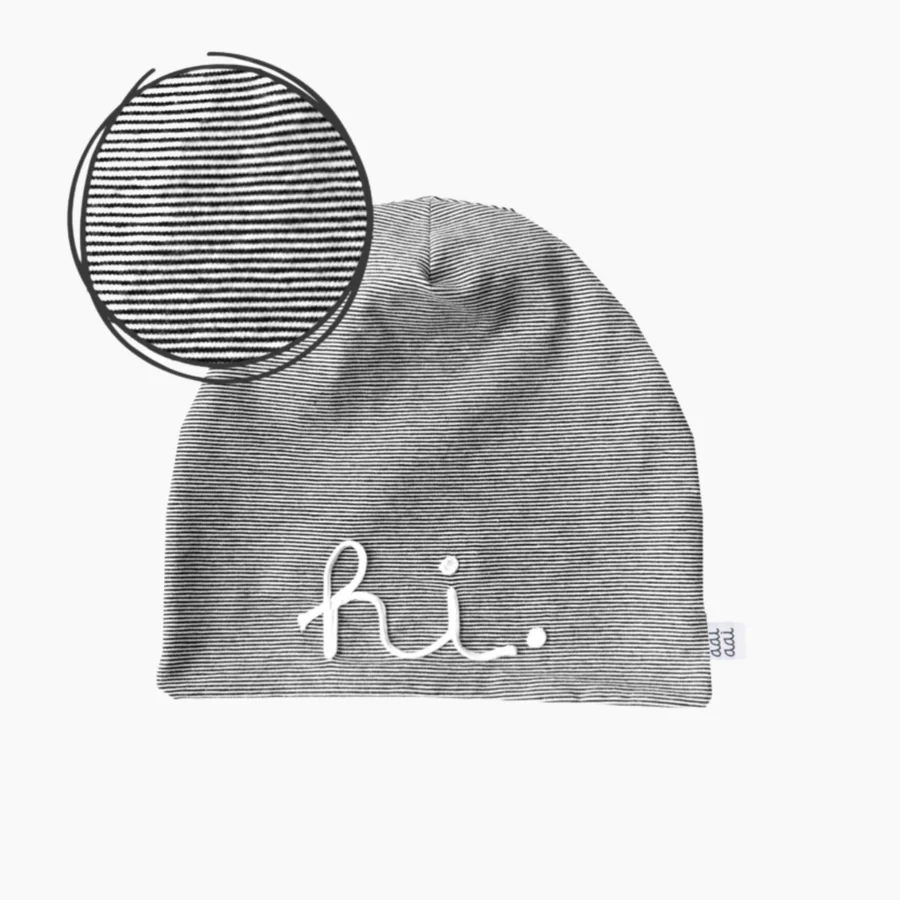 Aai Aai – Bonnet en coton – Ligné noir et blanc