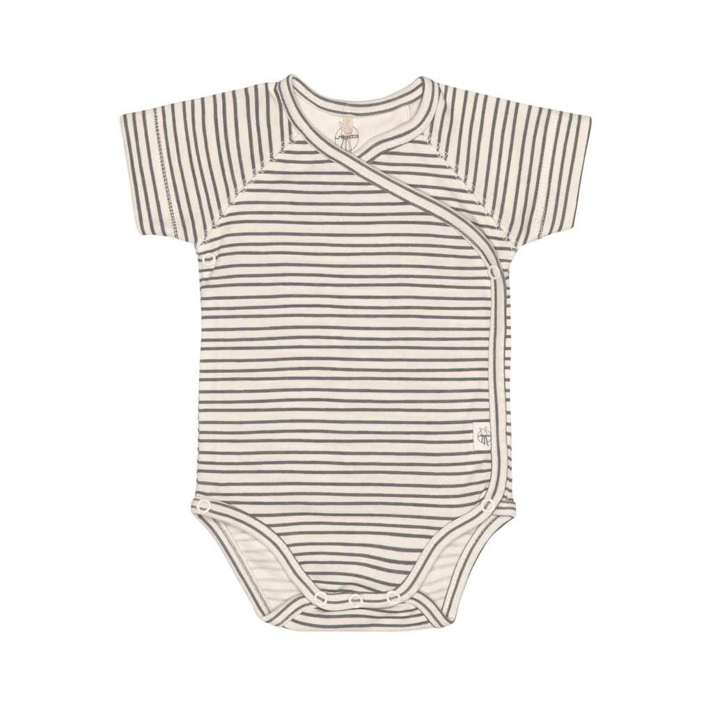 Lassig -  Body Bébé Manches Courtes - GOTS Cozy Colors, Rayé Gris Anthracite